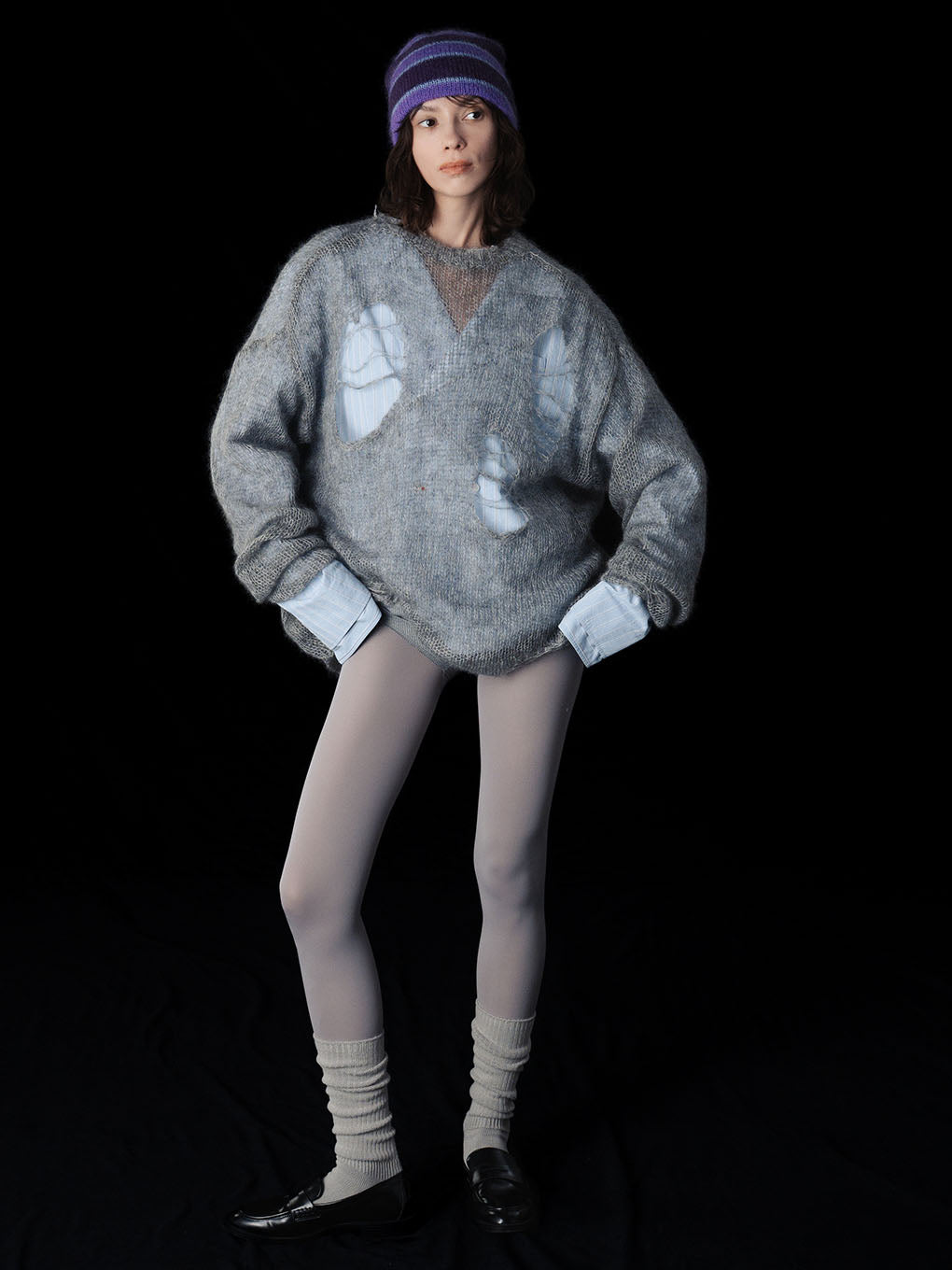 RIPPED MOHAIR KNIT TOP