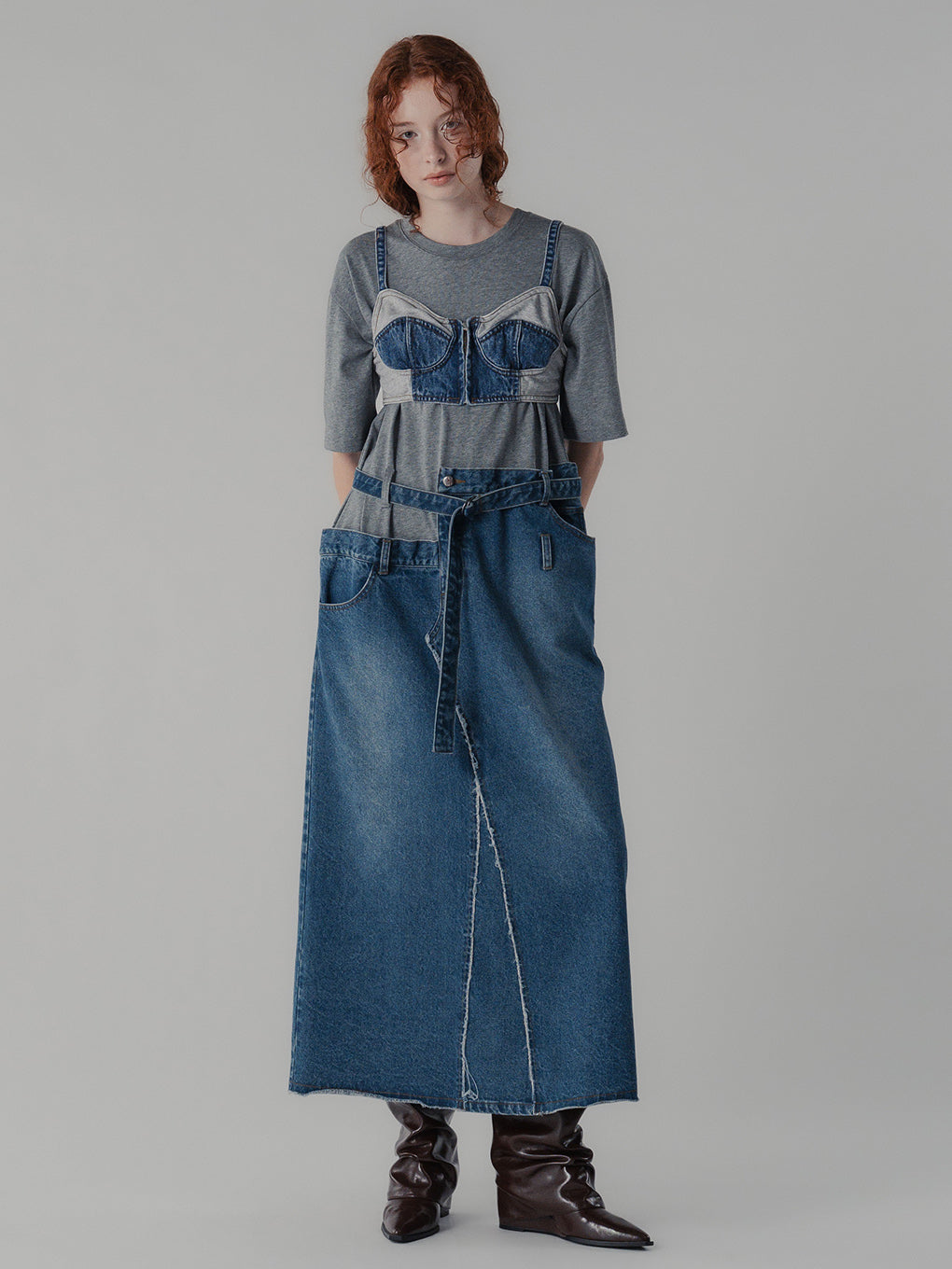 FRENCHTERRY DENIM BUSTIER