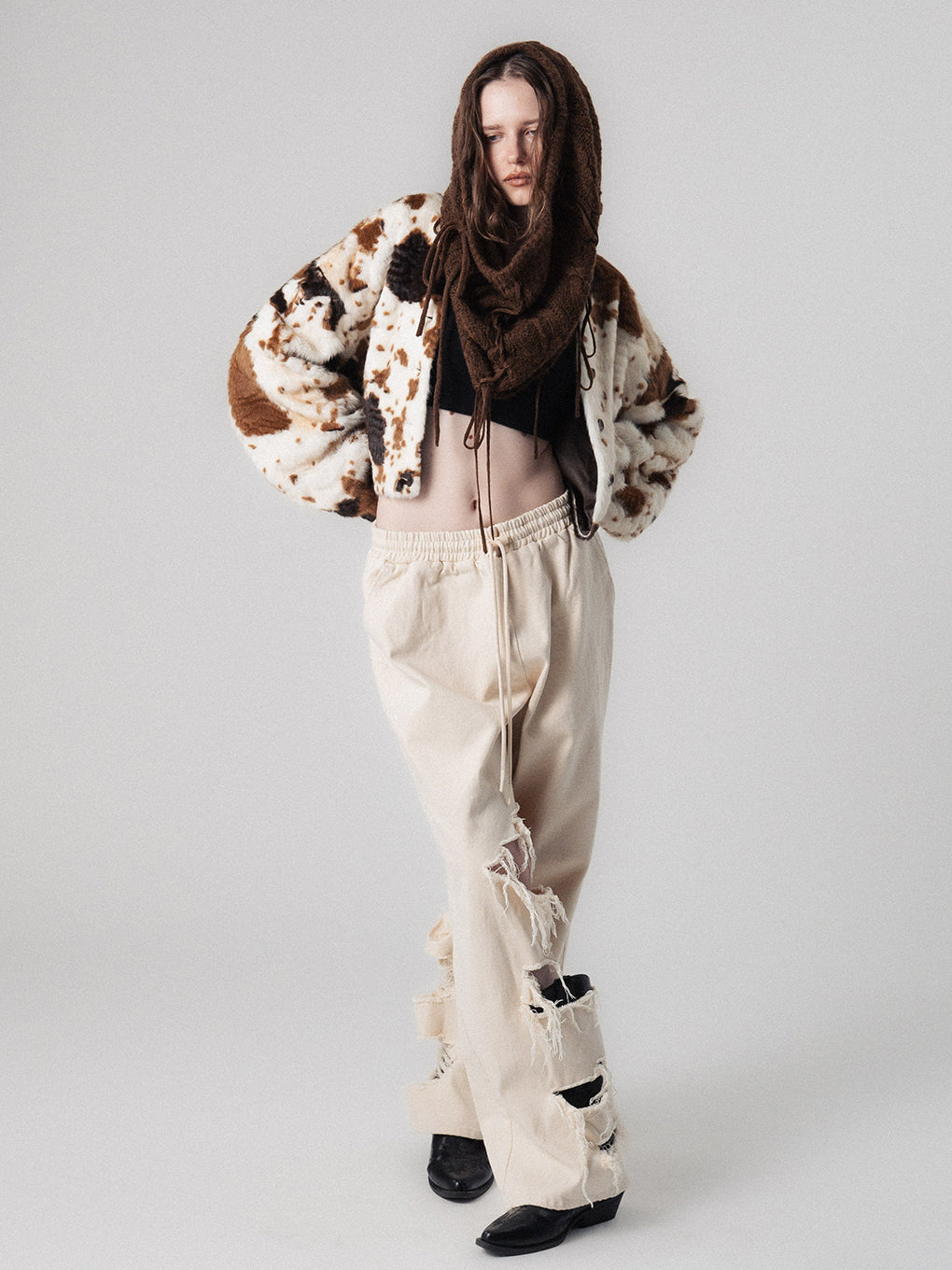 ELCHELE INSIDE RIPPEDHOLE PANTS ブラック 38 INSIDE RIPPED HOLE PANTS