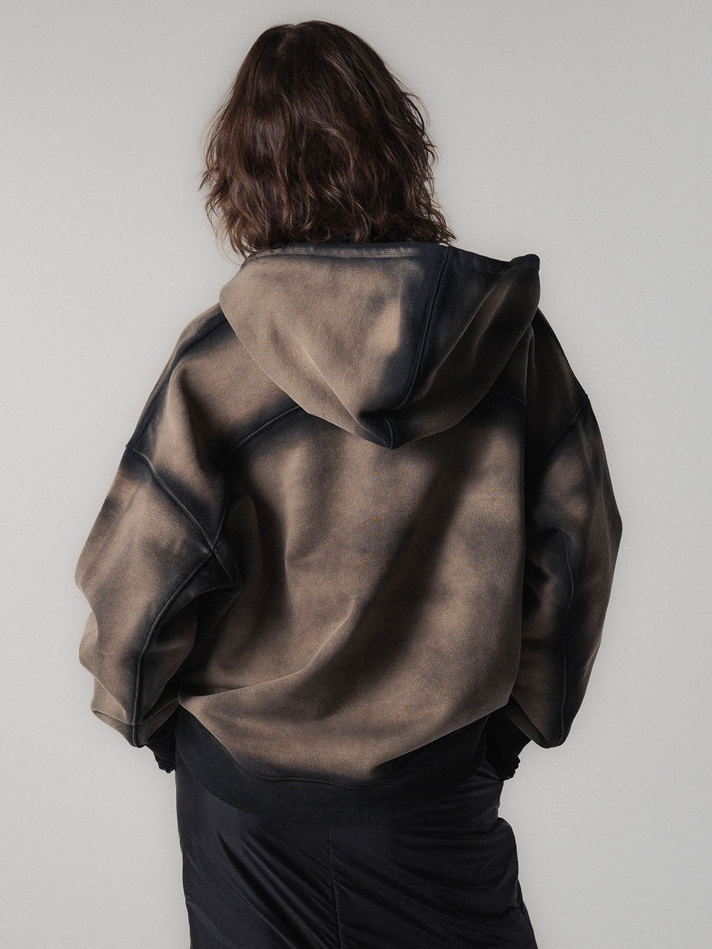 BLEACH DYE HALF ZIP HOODIE