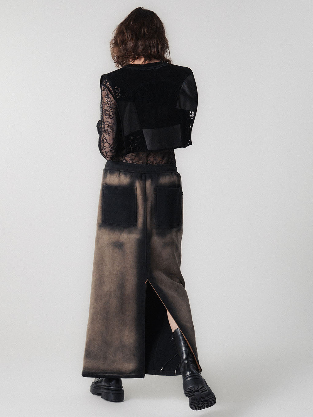 BLEACH DYE STRAIGHT SKIRT