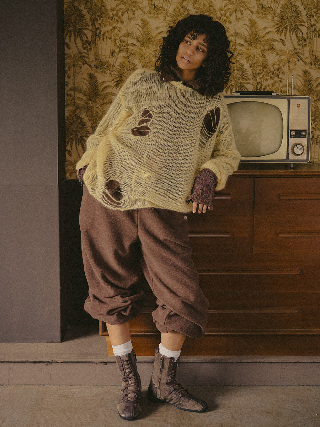 RIPPED MOHAIR KNIT TOP