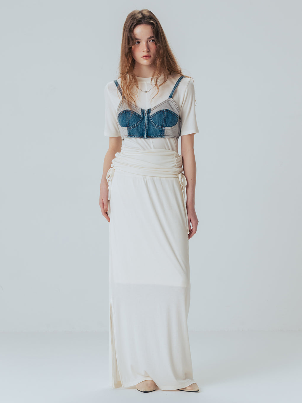 FRENCHTERRY DENIM BUSTIER