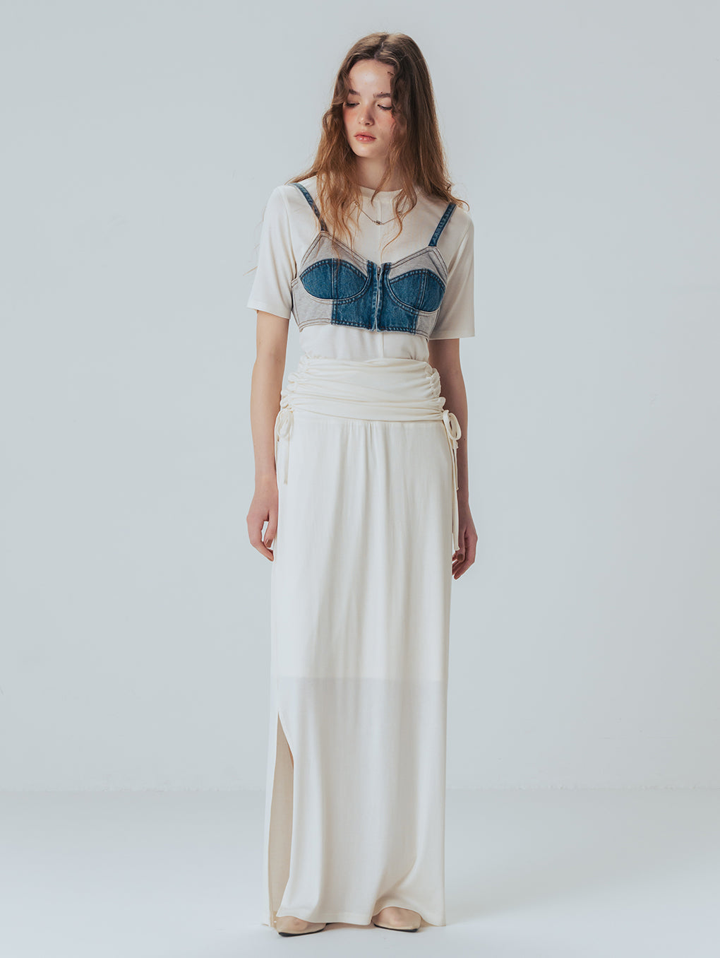 MELLOW CUT SHIRRING SKIRT