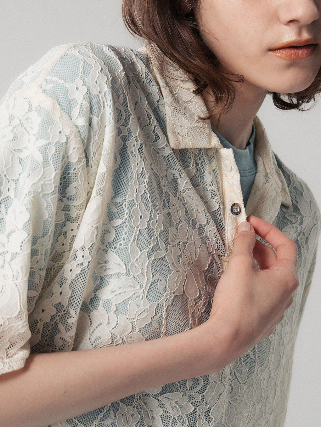 トップス LACE POLO SHIRT ElCHELE LACE POLO SHIRT