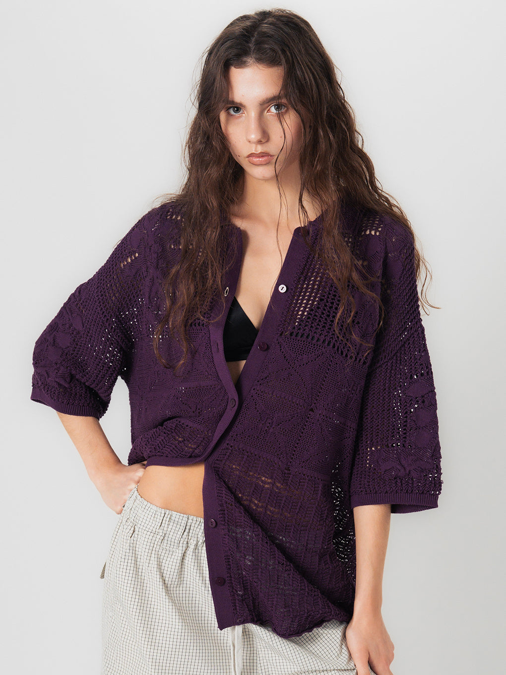 MIX PATTERN KNIT SHIRT
