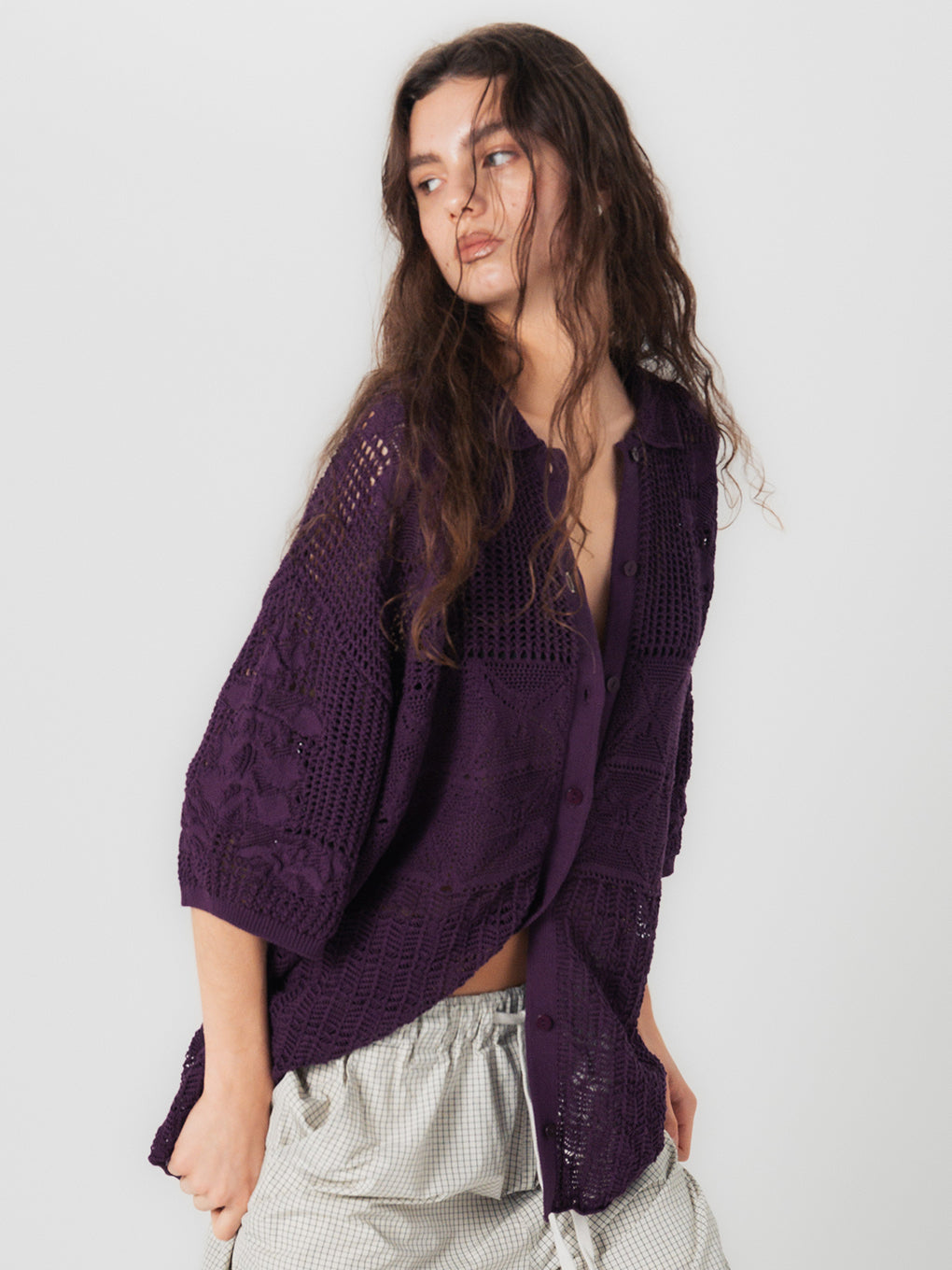 MIX PATTERN KNIT SHIRT
