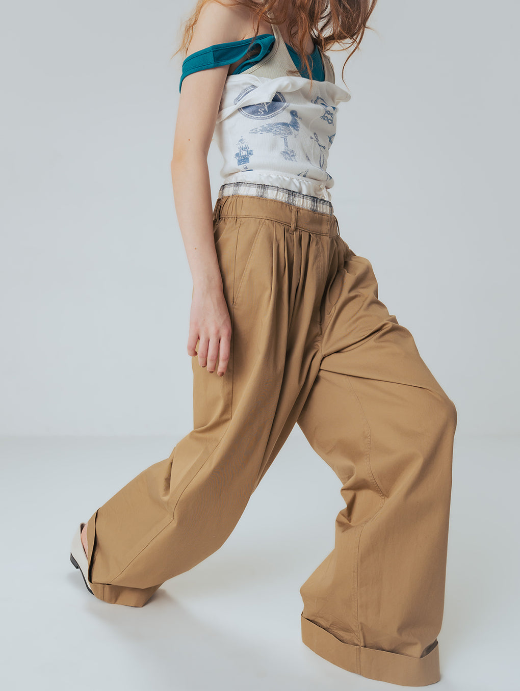 タグ付 Heve rehacer | Pants Tuck Easy Over Solotex 36 キャメル pants rubber 2024AW パンツ