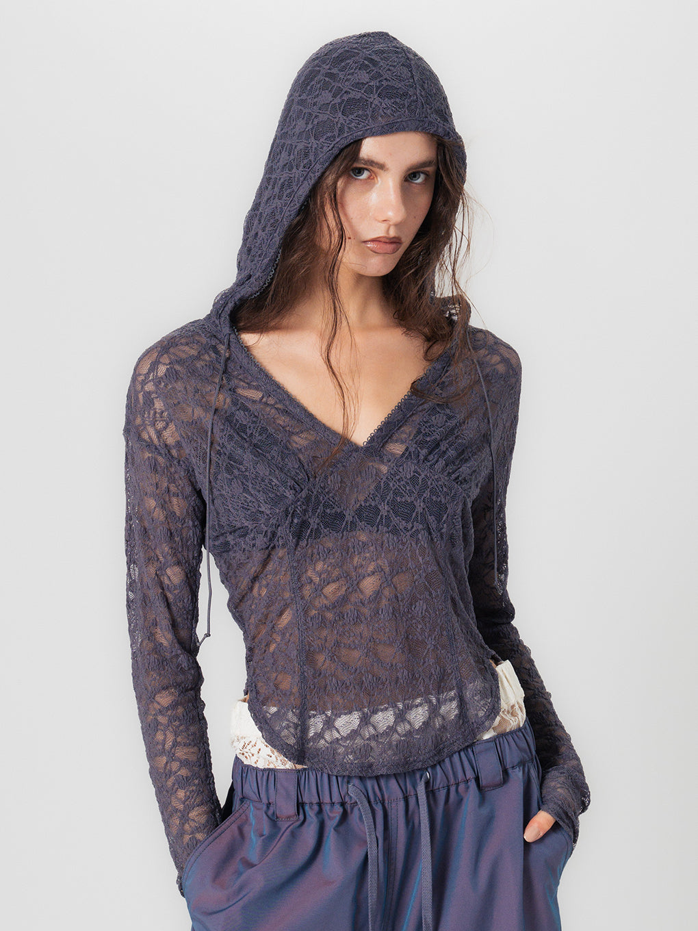 LACE HOODIE TOP
