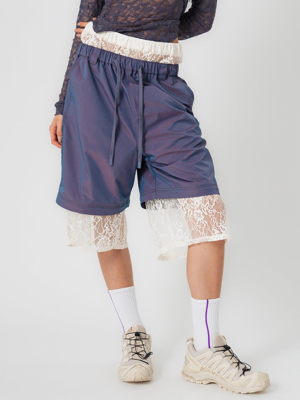 【限定セール】ELCHELE FRENCHTERRYLACE HALFPANTS FRENCH TERRY×LACE HALF PANTS