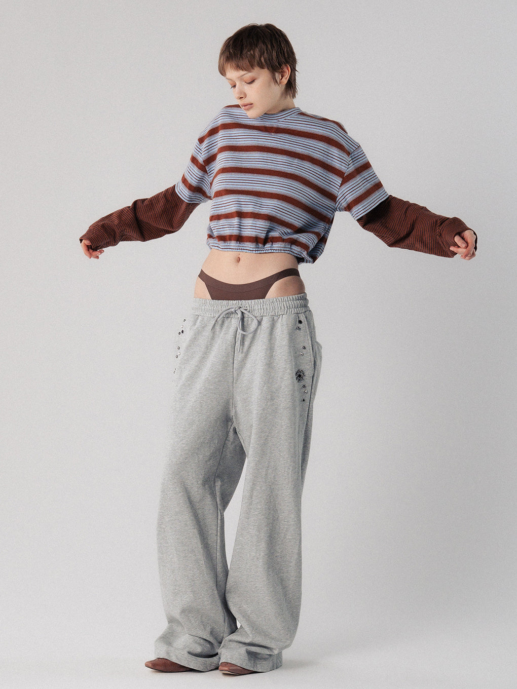FRENCH TERRY STUDS PANTS
