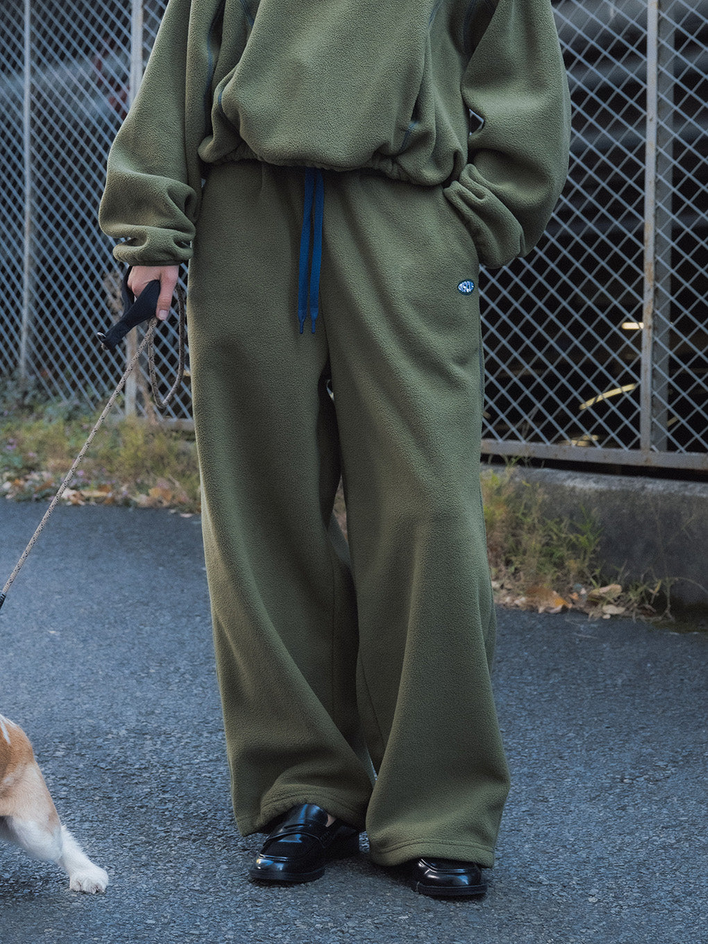 DISCUS FLEECE WIDE PANTS