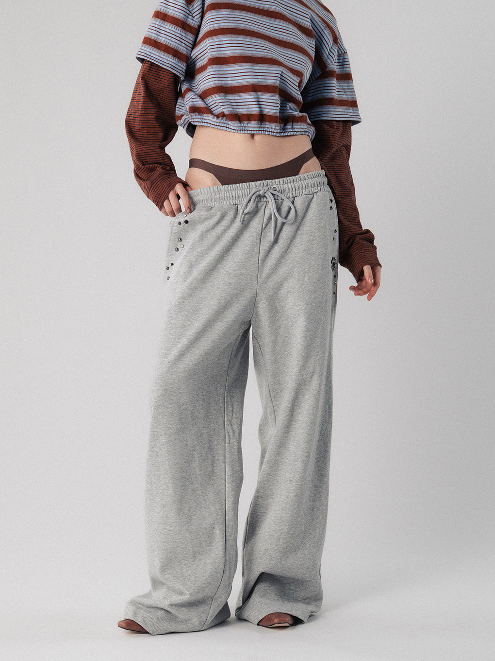 FRENCH TERRY STUDS PANTS