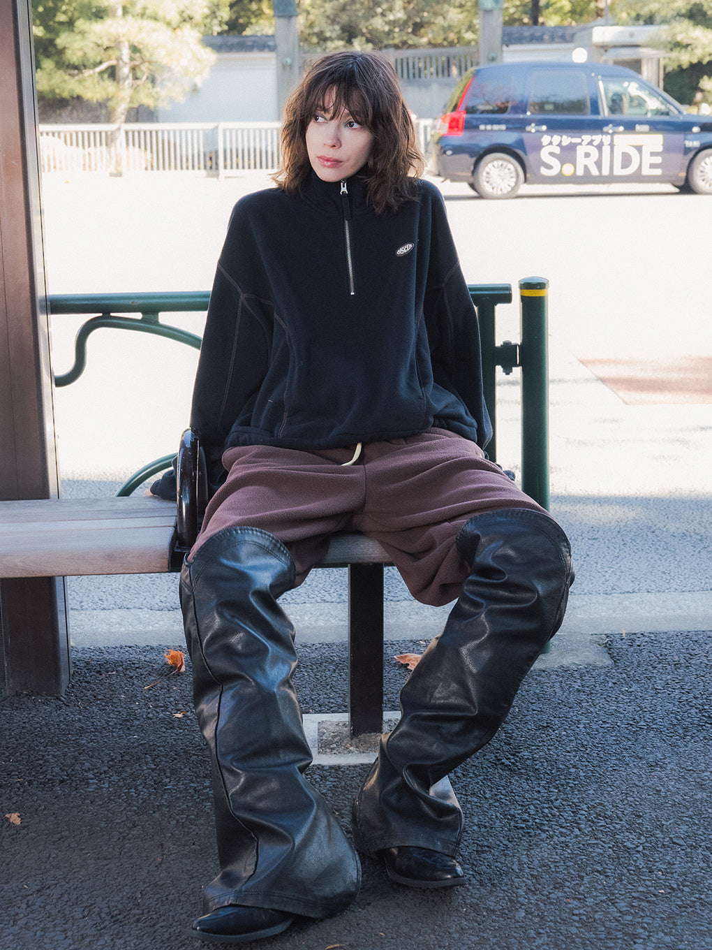 DISCUS FLEECE WIDE PANTS