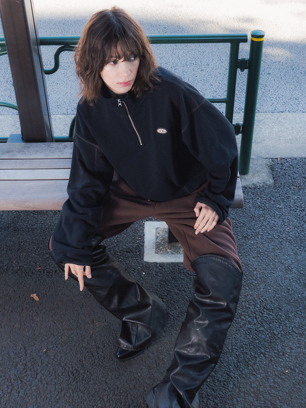 DISCUS FLEECE WIDE PANTS