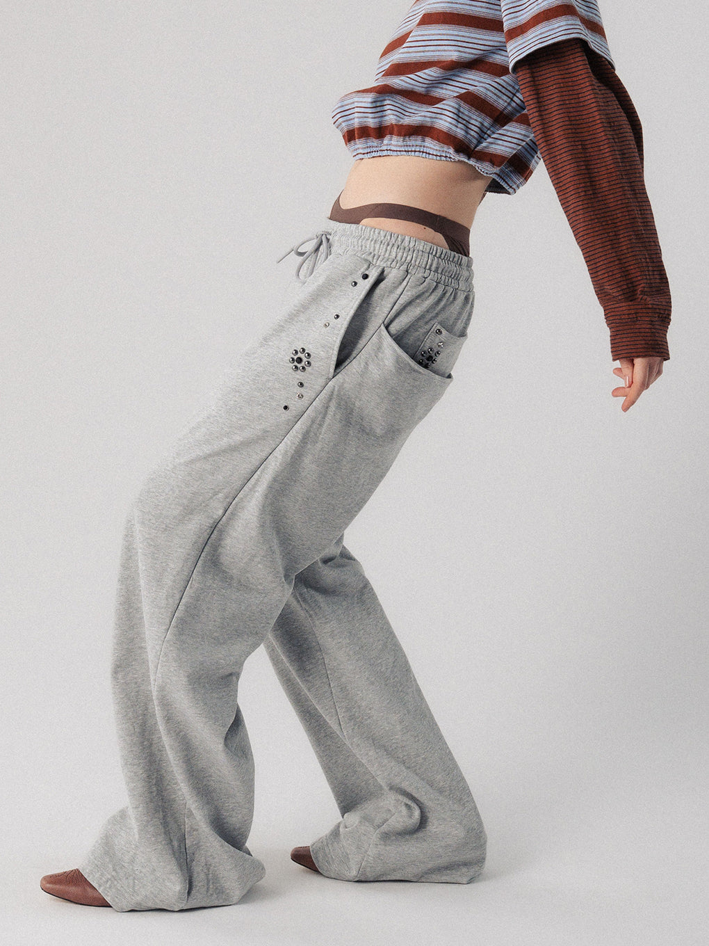 FRENCH TERRY STUDS PANTS