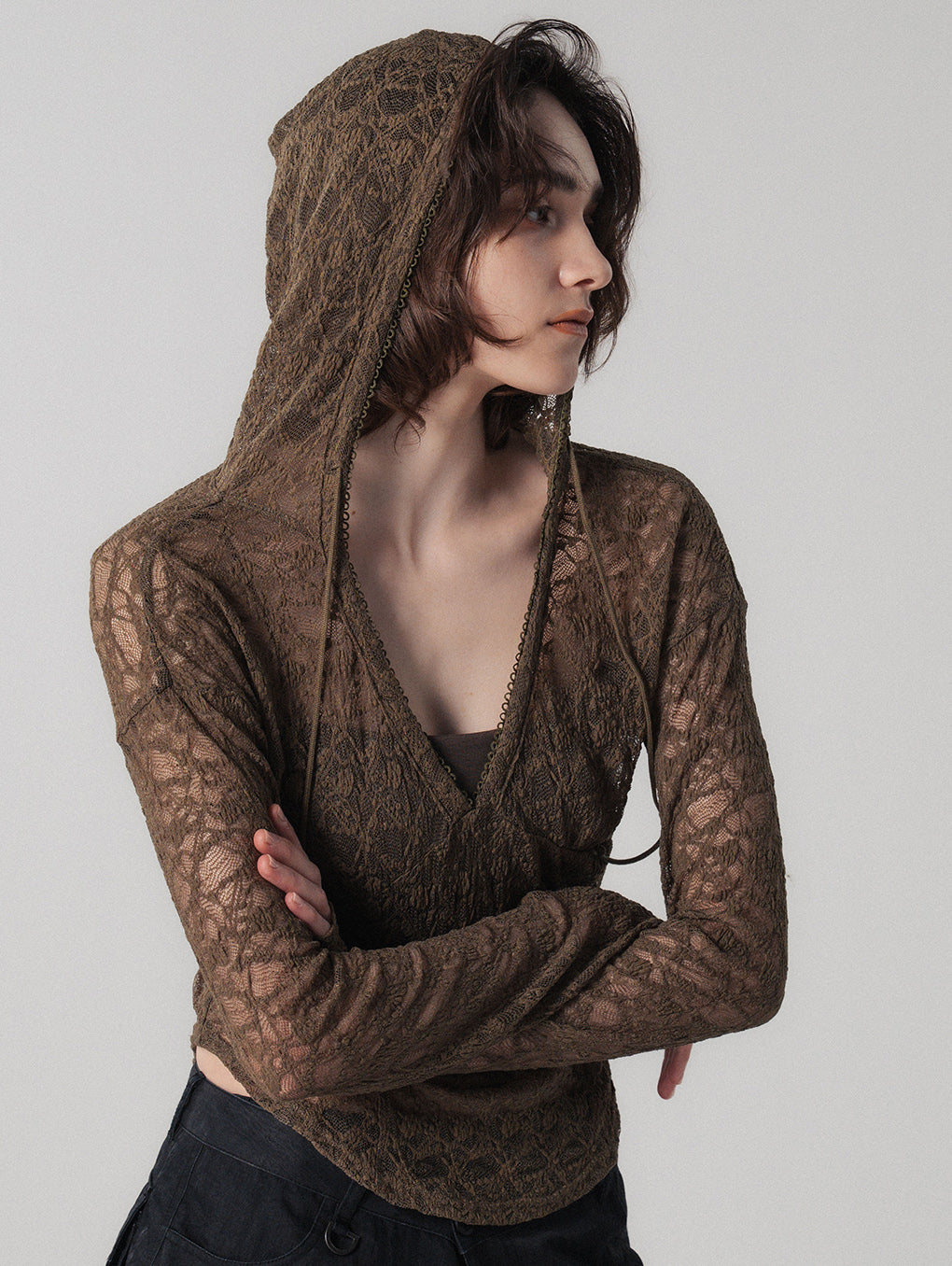LACE HOODIE TOP