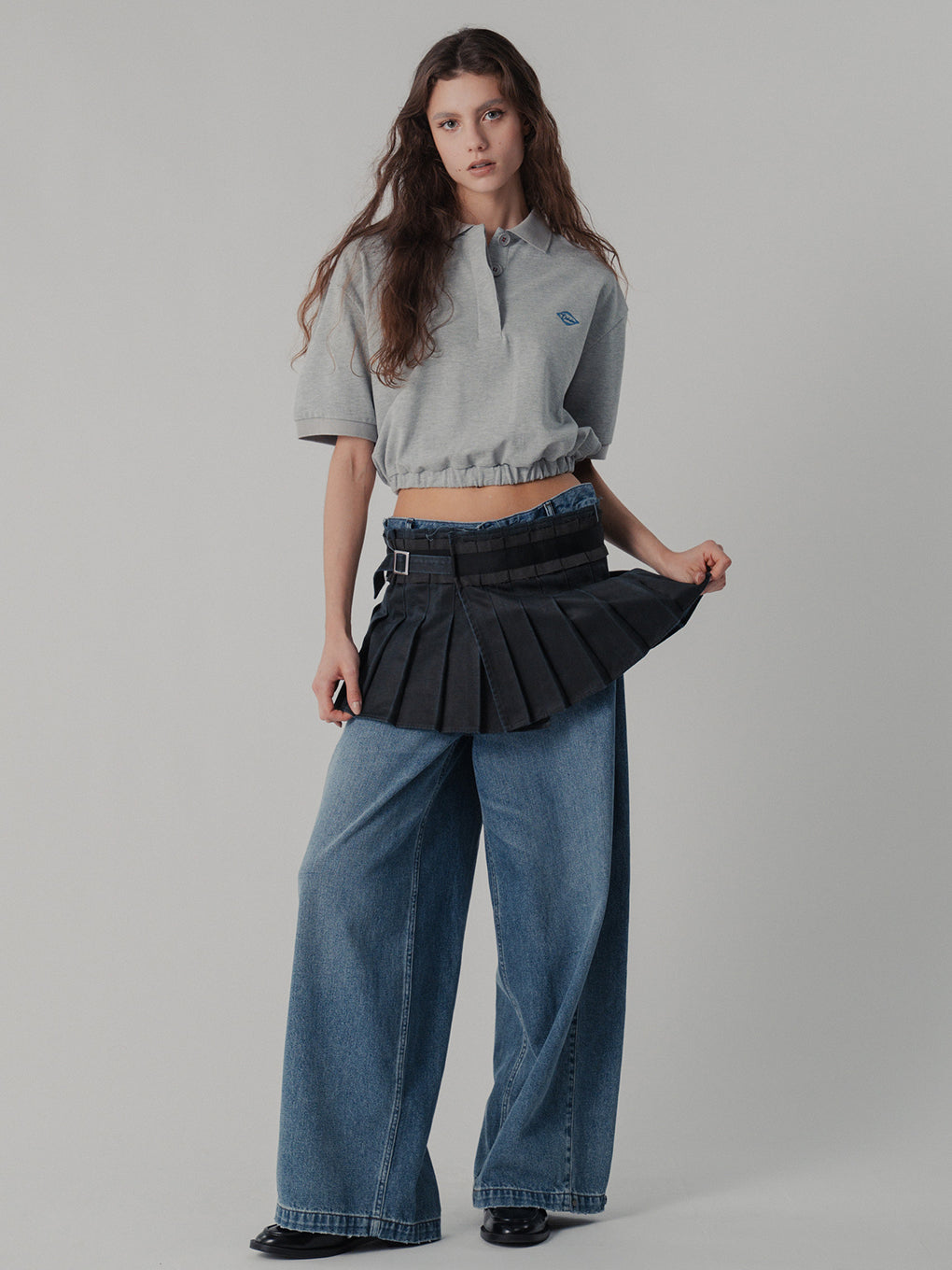 VINTAGE LIKE PLEATS WRAP SKIRT
